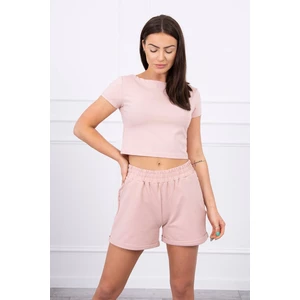 Cotton set with shorts dark powdered pink