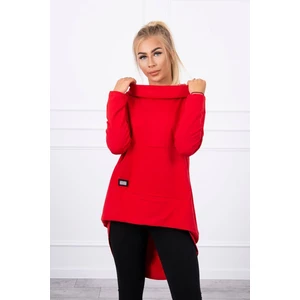 Sweatshirt with long back and hood red