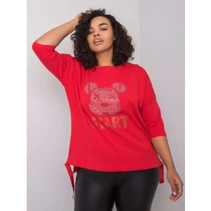 Red blouse with a shiny application