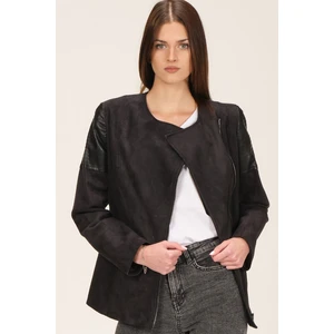 Z6615 DEWBERRY WOMEN'S LEATHER SUEDE COAT-OUTDOOR BLACK