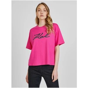 Tričko Karl Lagerfeld Logo T-Shirt - Růžová - L