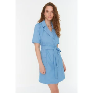 Trendyol Blue Belted Jacket Dress