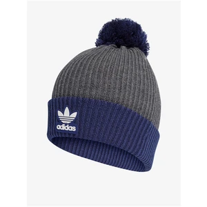 Modro-šedý dámský kulich adidas Originals Pom Beanie - Dámské