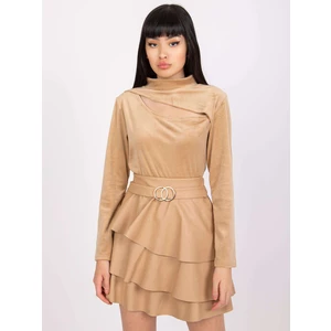 Dark beige velor blouse with long sleeves from Kigali