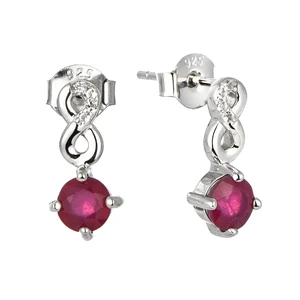 Brilio Silver Slušivé stříbrné visací náušnice s rubíny Precious Stone SE09088C