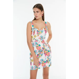 Trendyol White Floral Patterned Strap Dress