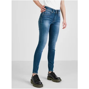 Dark Blue Women's Skinny Fit Jeans with Embroidered Guess Effect - Women