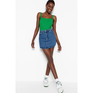 Trendyol Blue V Cut High Waist Denim Skirt