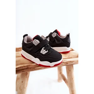 Children's leather sports shoes black and red Marisa