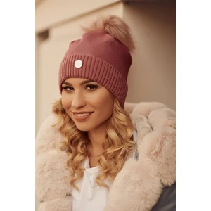 Dark pink winter cap with shimmering thread