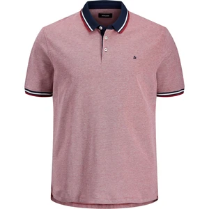 Jack&Jones PLUS Pánské polo triko Slim Fit JJEPAULOS 12143859 Rio Red 5XL