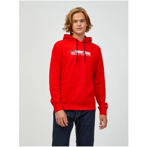 Červená pánská mikina s kapucí Tommy Jeans - Pánské