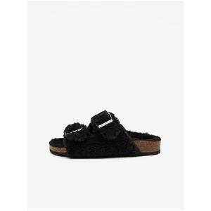 Black Women's Slippers with Artificial Fur Replay - Women