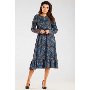 Awama Woman's Dress A468 Navy Blue/Brown