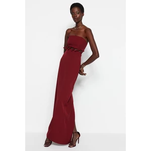 Trendyol Claret Red Weave Evening Dress with Window/Cut Out Detailed