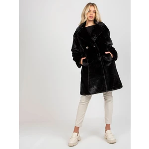 Lady's black fur coat with pockets OH BELLA