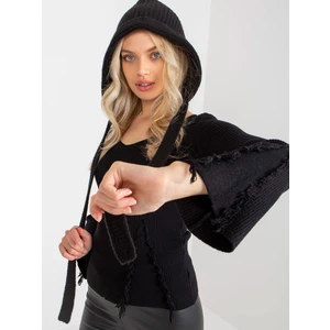 Classic black sweater with ribbed neckline