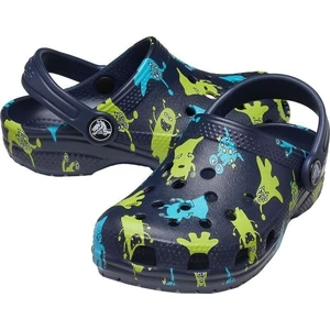 Crocs Kids' Classic Monster Print Clog Navy 22-23