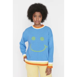 Trendyol Orange Oversize Patterned Knitwear Sweater