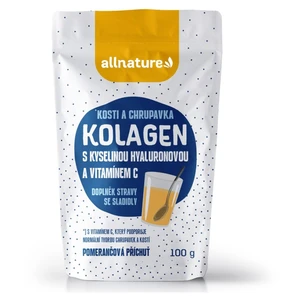 Allnature Kolagen s kyselinou hyaluronovou a vitamínem C - příchuť pomeranč 100 g