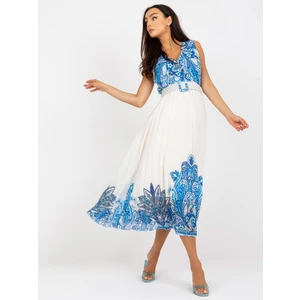 One-size blue midi dress with print