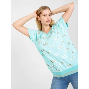 Cotton blouse plus size with short sleeves