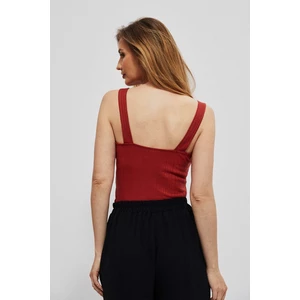Ribbed top with wide shoulder straps - red