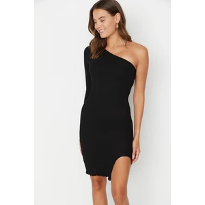 Trendyol Black Camisole Bodycon Ribbed Knitted Dress