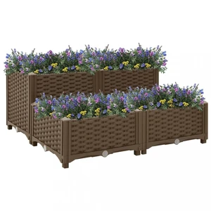 Vyvýšený záhon 80x80x38 cm PP Dekorhome Hnědá,Vyvýšený záhon 80x80x38 cm PP Dekorhome Hnědá