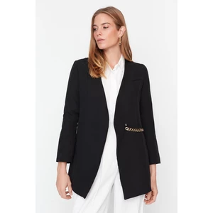 Trendyol Black Blazer with Chain Accessory Detail, Woven Jacket