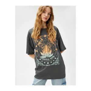 Koton Printed T-Shirt Short Sleeved Crew Neck Cotton