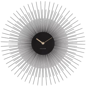 Czarny zegar ścienny Karlsson Peony, ø 45 cm
