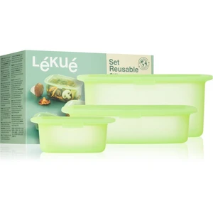 Lékué Set of 3 Reusable Silicone Boxes sada na skladování potravin