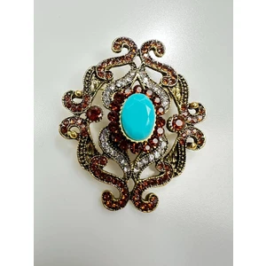 Brooch XZ459-107 Gold + Blue