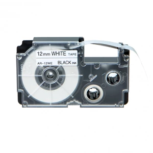 Kompatibilná páska s Casio R7WE 12mm x 2,5m smršťovací čierny tisk / biely podklad