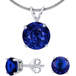 Silvego Strieborný set šperkov s tmavo modrým krištáľom JJJS8TM1 (náušnice, prívesok)