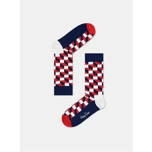 Červeno-bílé vzorované ponožky Happy Socks Filled Optic