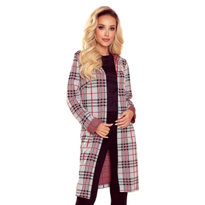 218-5 Warm cape with hood and pockets - RED CHECKERED