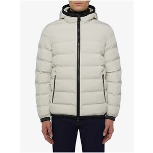 Light Grey Men's Quilted Winter Jacket with Geox Hood - Men