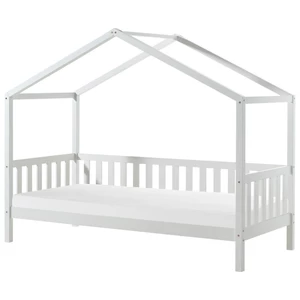 Białe dziecięce łóżko w kształcie domku z drewna sosnowego Vipack Dallas, 90x200 cm