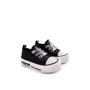 Kids Leather Sneakers BIG STAR KK374041 Black and White