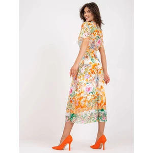 Orange midi dress with prints