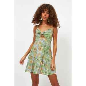 Trendyol Colorful Floral Cut-Out Detailed Beach Dress