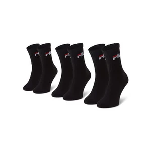 Sada 3 párů vysokých ponožek unisex FILA - F9505  Black 200