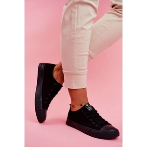 Women's Sneakers Low Material Black Ecoma