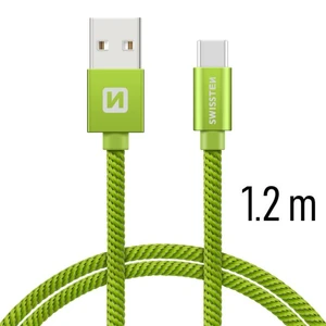 Datový kabel Swissten Textile USB/USB-C, 1,2m, zelený