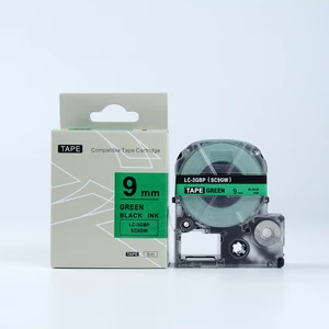 Epson HTC9GW, 9mm x 8m, černý tisk / zelený podklad, kompatibilní páska