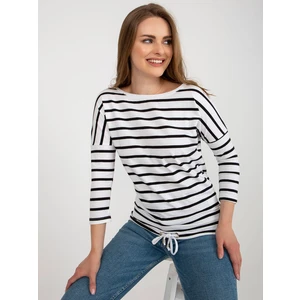 Black and white blouse with 3/4 sleeves BASIC FEELING