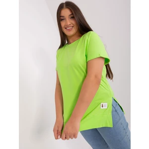 Light green plus size blouse with round neckline