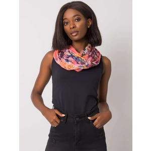 Coral and navy blue scarf with flowers